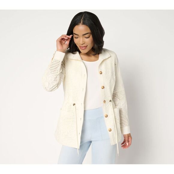 Gloria Vanderbilt Jackets & Blazers - Gloria Vanderbilt Women's Jacket Sz XS Mixed Media Lace Anorak White A683731